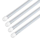 Super Bright V Shaped 8FT R17D/HO LED Tube Lights 270° Angel, 4 Row LEDs 80W 10800lm 6500K Cold White, Clear PC Cover (Replace for F96T12/CW/HO150W) Ballast Bypass Dual-Ended Power AC100-277V 4PACK